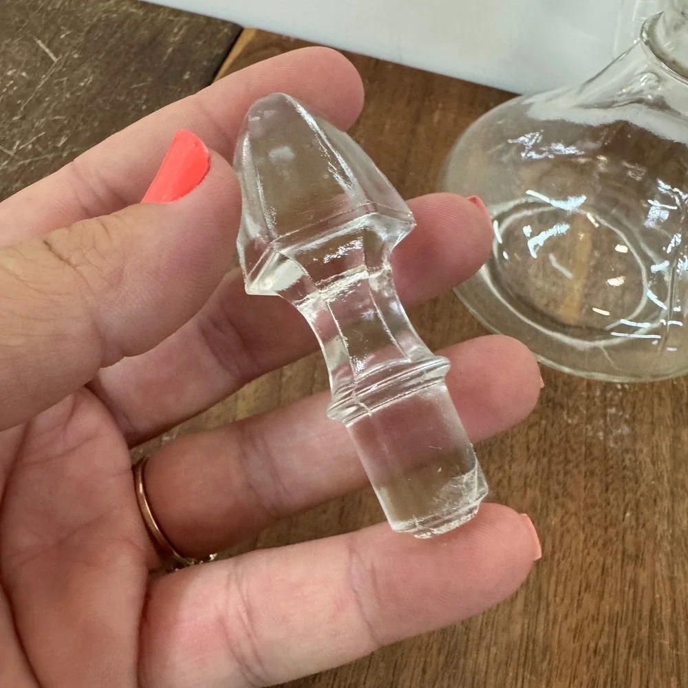 Vintage Clear Glass Oil Vinegar Cruet Carafe Dispenser with Stopper‎
